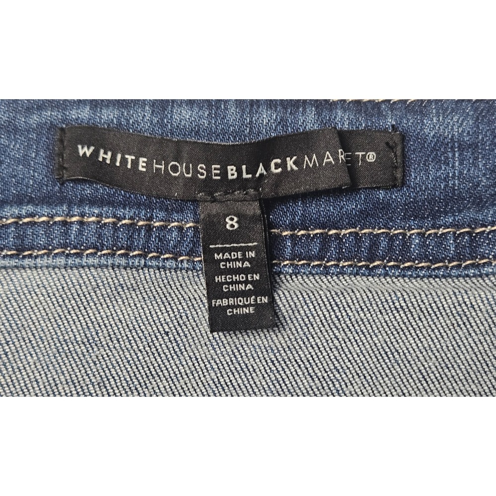 WHBM Denim Button Front Dress Belted Stretch Seam Medium Wash Size 8 Sleeveless - Picture 3 of 6